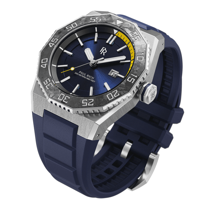Aquacarbon Pro Horizon Blue Dive Watch with Luminous Carbon Fiber