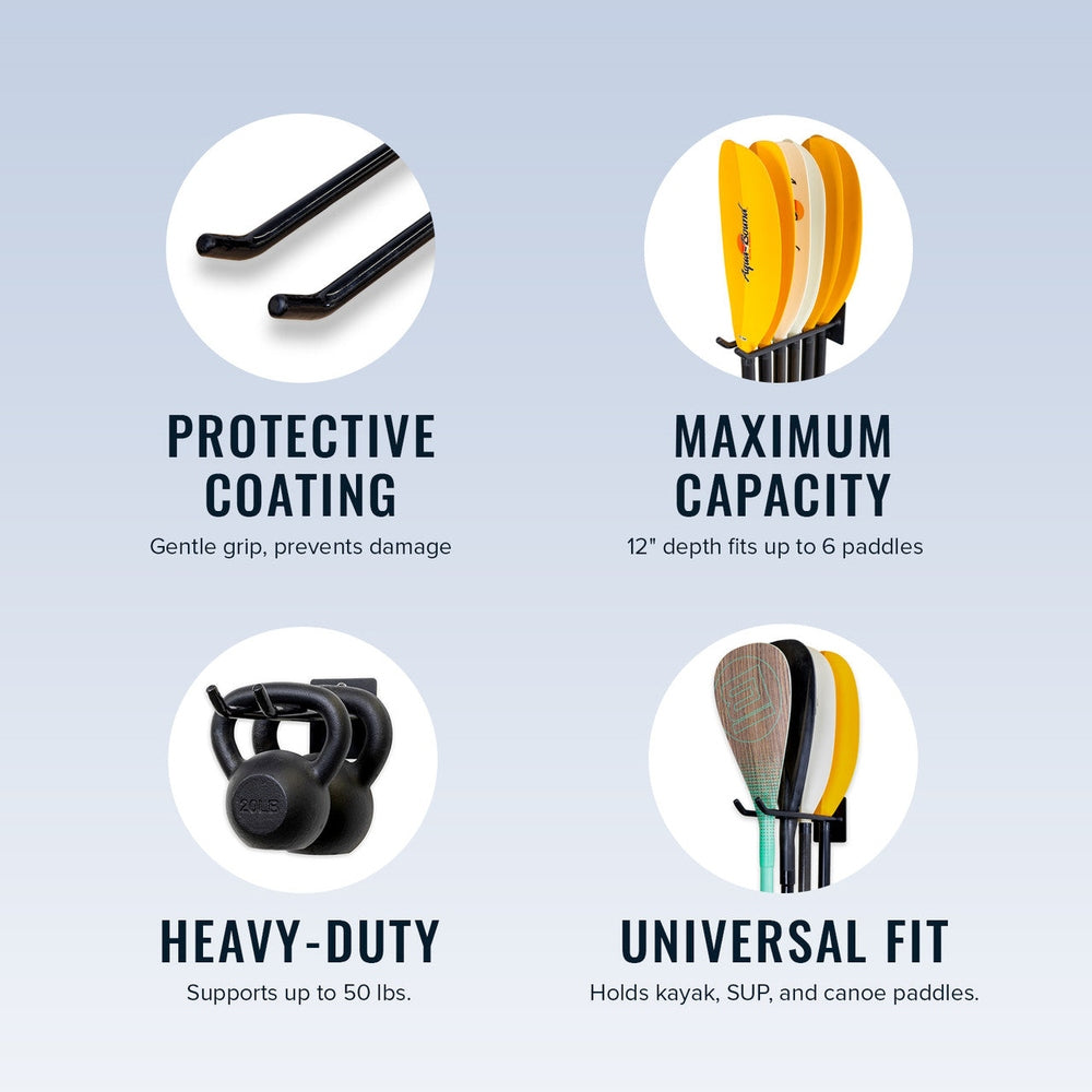 Laurel Lake Paddle Storage Wall Hook for 6 Paddles