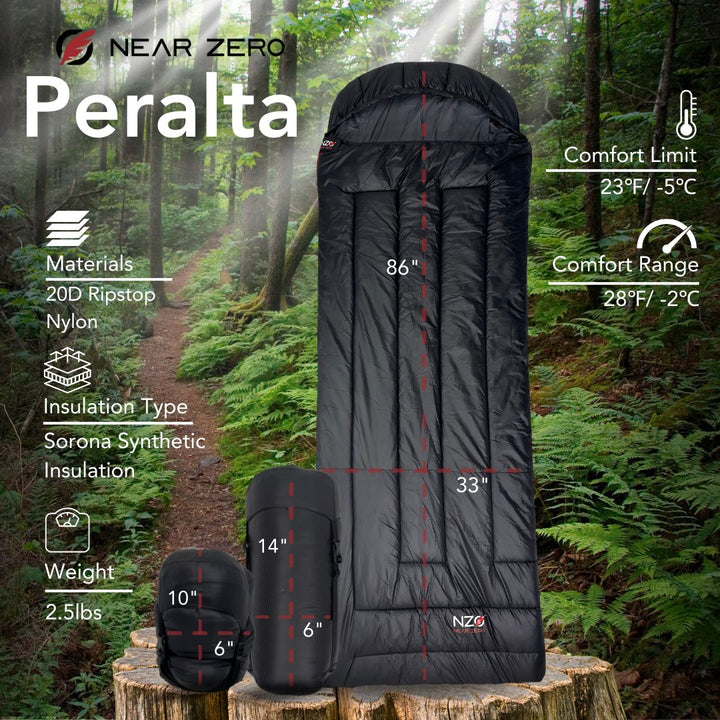 Near Zero Outdoor Gear Peralta 25℉ Synthetic Sleeping Bag