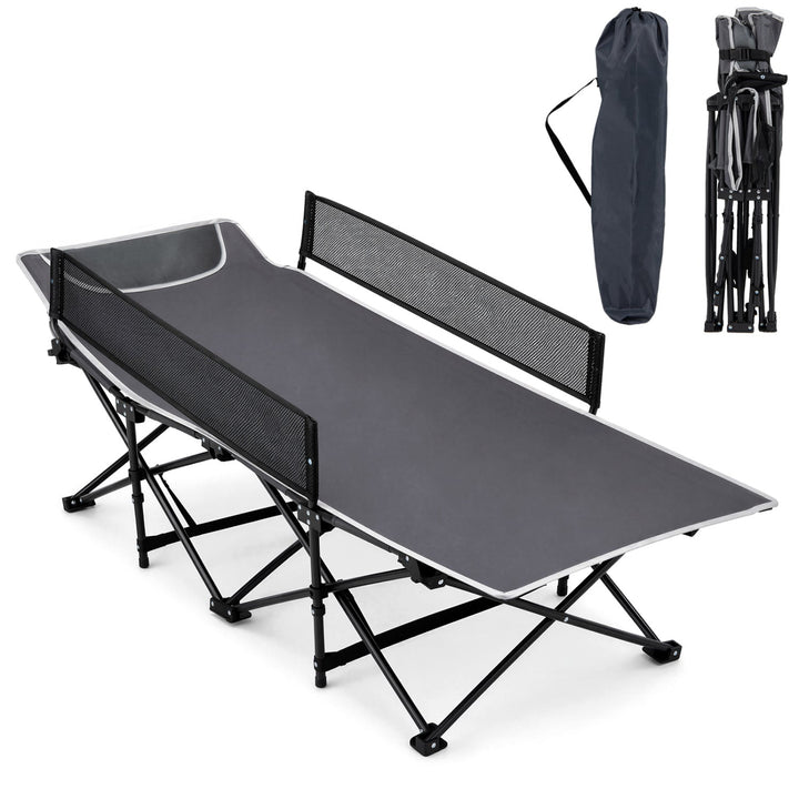 Portable Folding Camping Cot with Guardrail - 330 lbs Capacity