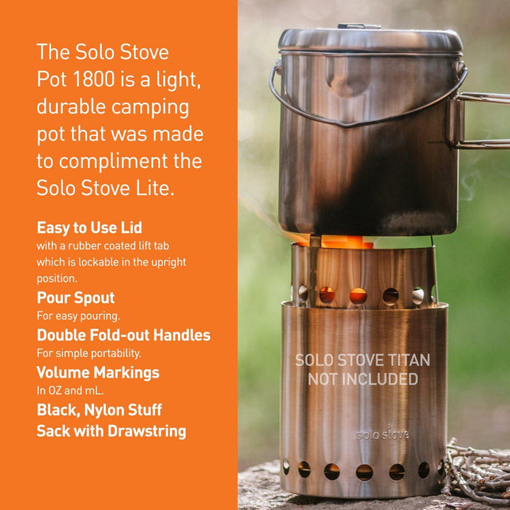 TRAPSKI Solo Stove Pot 900/1800/4000 Stainless Steel Companion Pots | Lightweight Aluminum Pot Holding Tripod | Great Portable Cookware for Backpacking, Camping & Survival Adventures | Deisgned for use with Lite/Titan/Campfire Solo Stoves