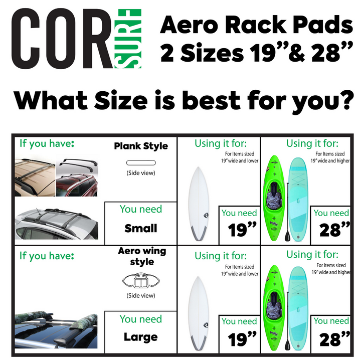 COR Surf Aero Roof Rack Pad with 10' Scratch-Resistant Tie Downs Flat Bars