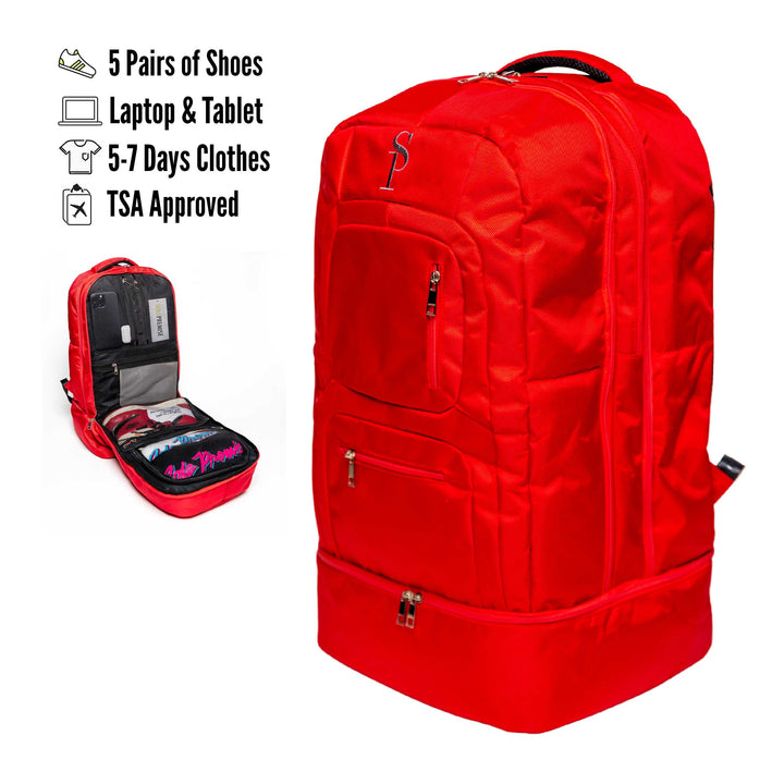 Sole Premise Red Polyester Carry-On Bag Patented Signature Design