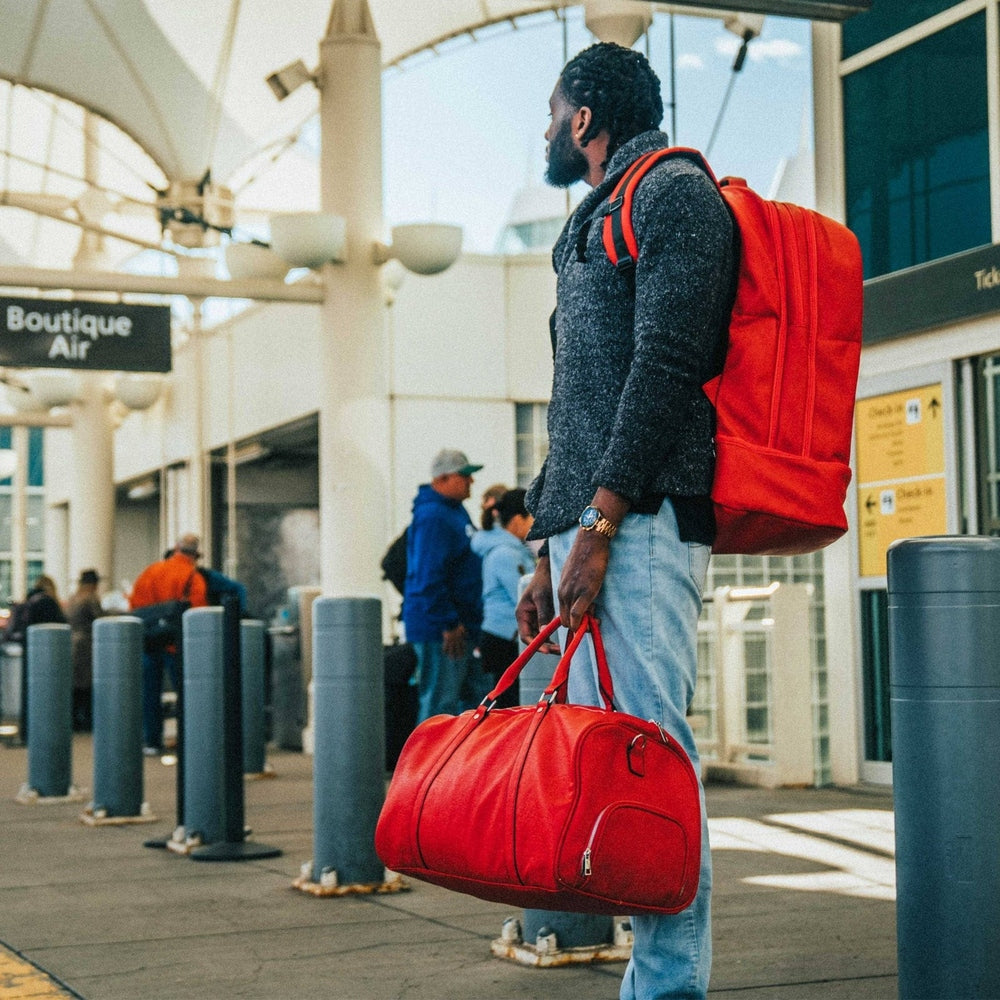 Sole Premise Red Leather Luxury Carry-On Backpack Patented Signature Design