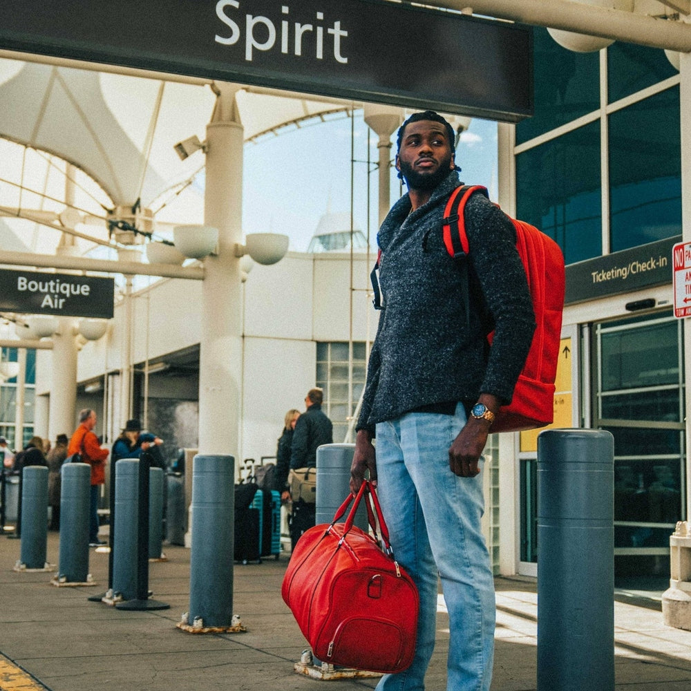 Sole Premise Red Leather Luxury Carry-On Backpack Patented Signature Design