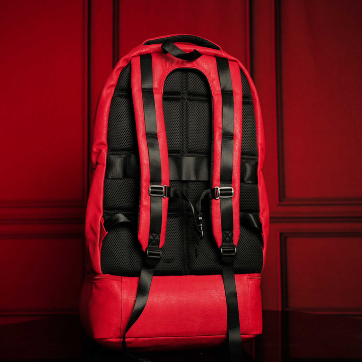 Sole Premise Red Leather Luxury Carry-On Backpack Patented Signature Design