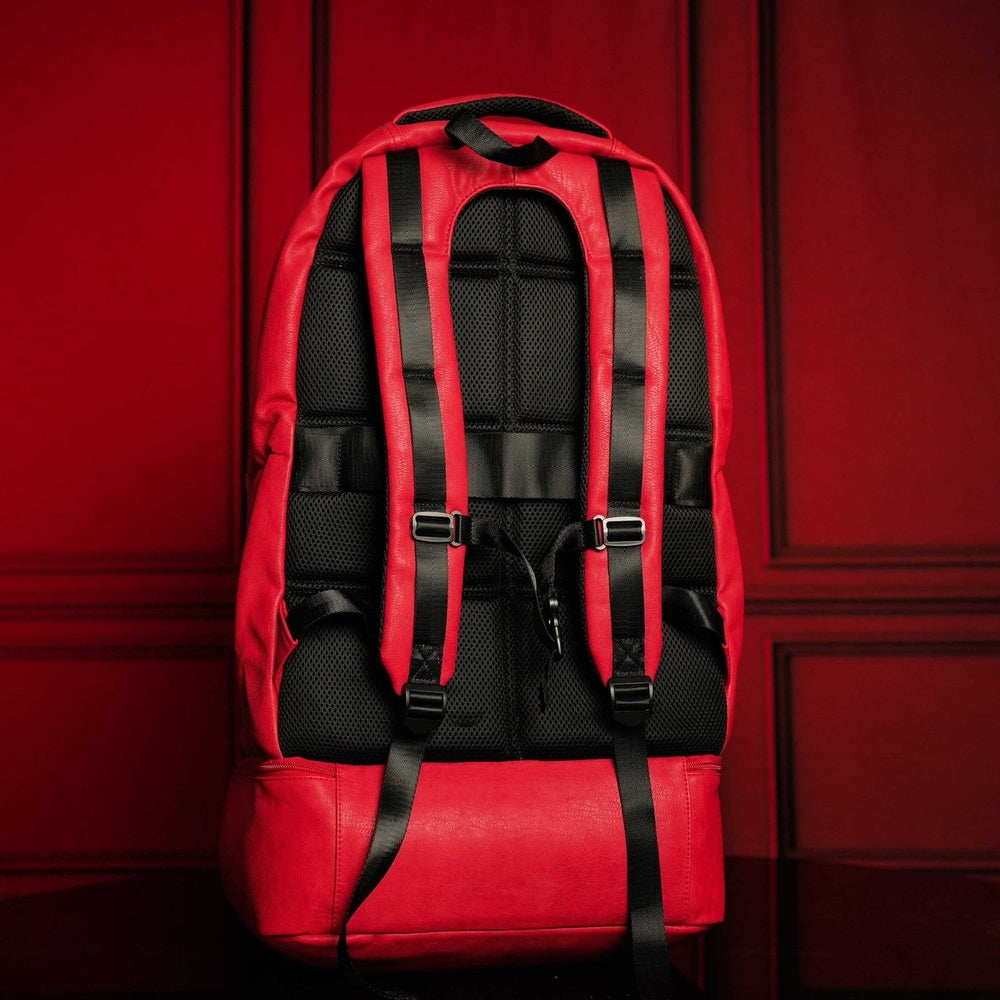 Sole Premise Red Leather Luxury Carry-On Backpack Patented Signature Design