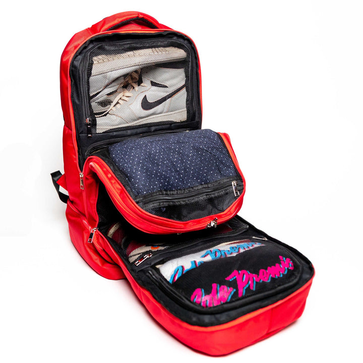 Sole Premise Red Polyester Carry-On Bag Patented Signature Design