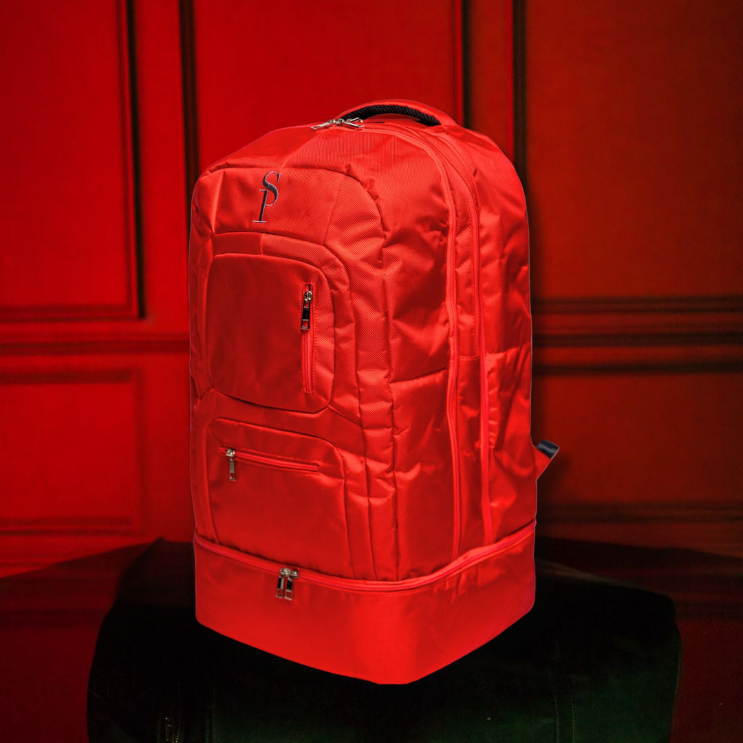 Sole Premise Red Polyester Carry-On Bag Patented Signature Design
