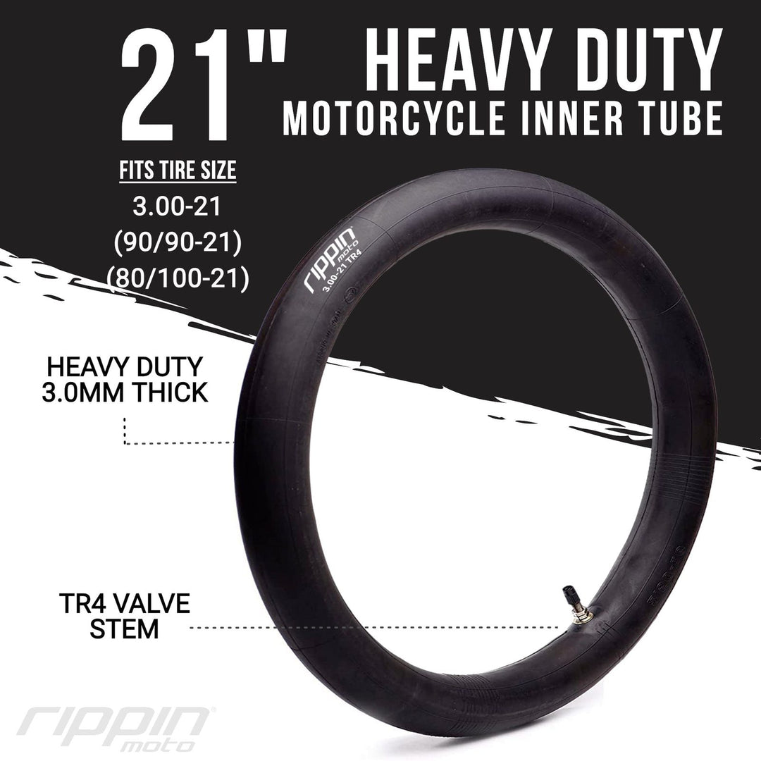 Rippin Moto 90/90-21 3.00 x 21 Heavy Duty 21" Inner Tube 3mm Thick