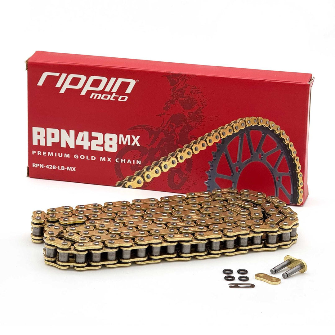 Rippin Moto RPN428MX Premium Gold MX O-Ring Chain for E-Ride PRO 3.0/SR, Talaria MX5 & Altis Sigma