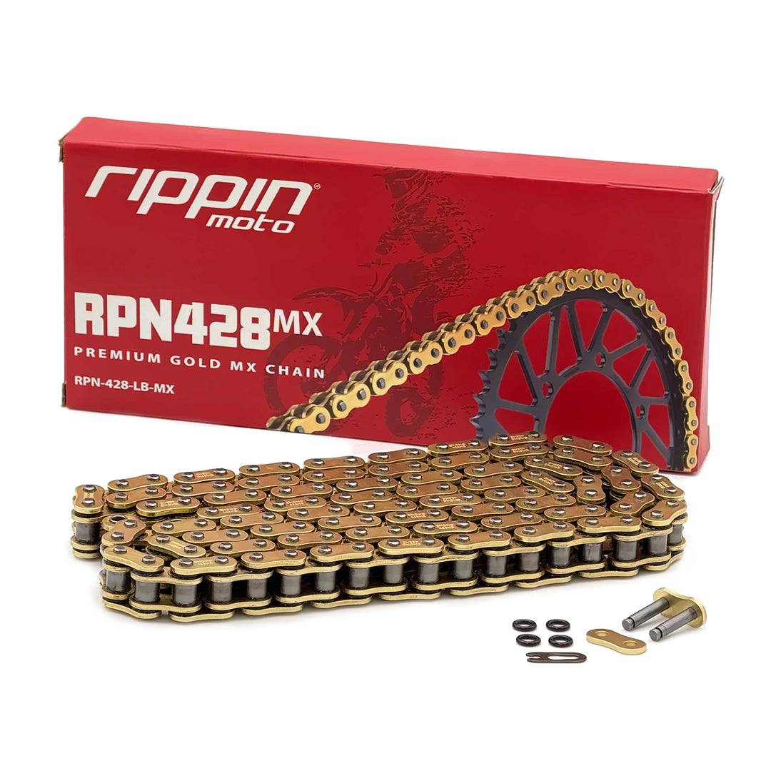 Rippin Moto RPN428MX Premium Gold MX O-Ring Chain for E-Ride PRO 3.0/SR, Talaria MX5 & Altis Sigma