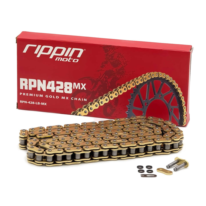 Rippin Moto RPN428MX Premium Gold MX O-Ring Chain for E-Ride PRO 3.0/SR, Talaria MX5 & Altis Sigma