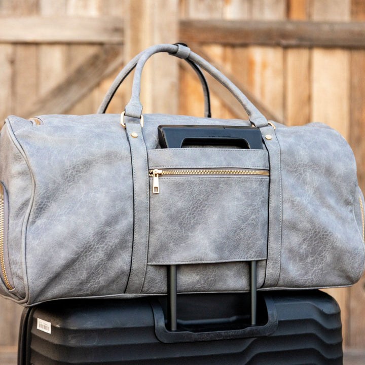 Sole Premise Grey Tumbled Luciano Leather Duffle Bag (New Weekender Design)