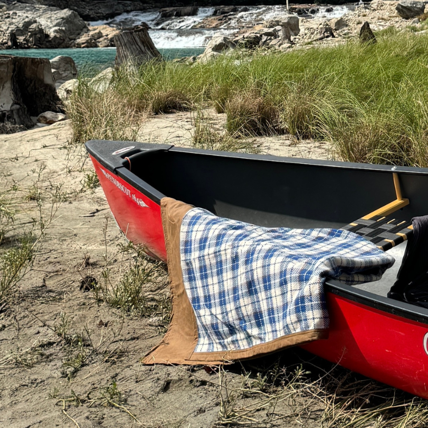 West Path Wool Canvas Camping Blanket - Waxed Canvas Outdoor Blanket / Bushcraft Blanket