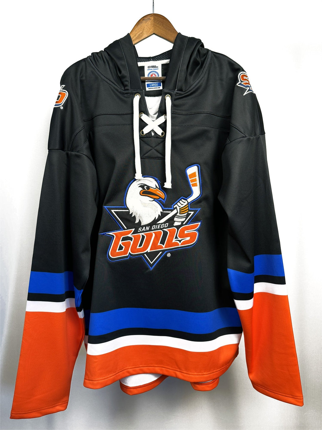 San Diego Gulls hockey hoodie with embroidered logos