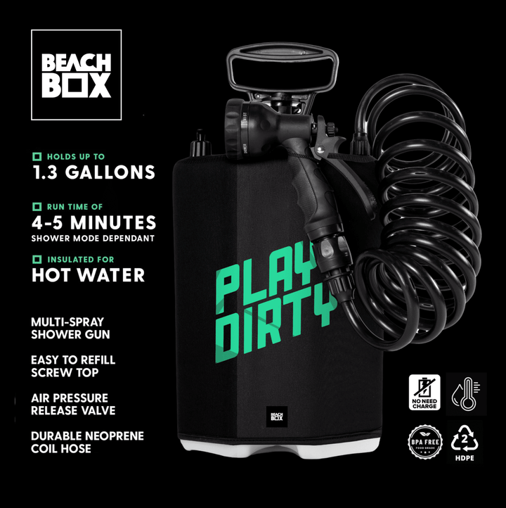 BeachBox Portable Shower Tank - 'Play Dirty' / Black