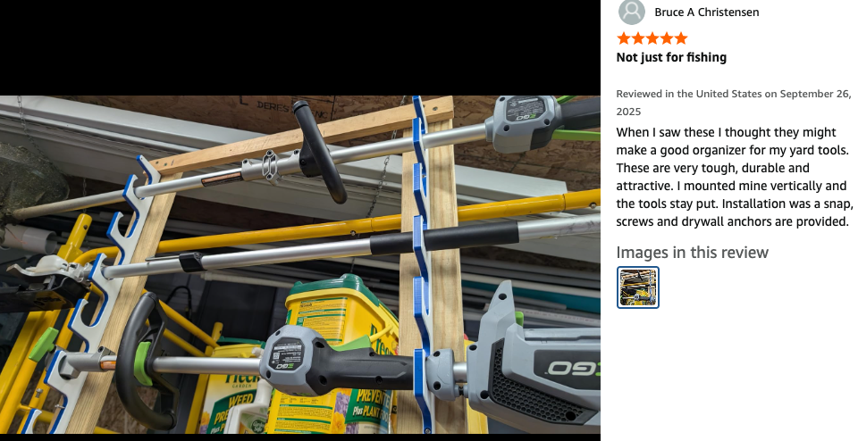 TRAPSKI Fishing Rod/Pole Holder Rack Organizers | Wall or Ceiling Mounted Fishing Rod Rack | Durable Marine Grade HDPE Plastic | Fishing Pole Holder Holds up to 6 or 12 + Stackable Storage