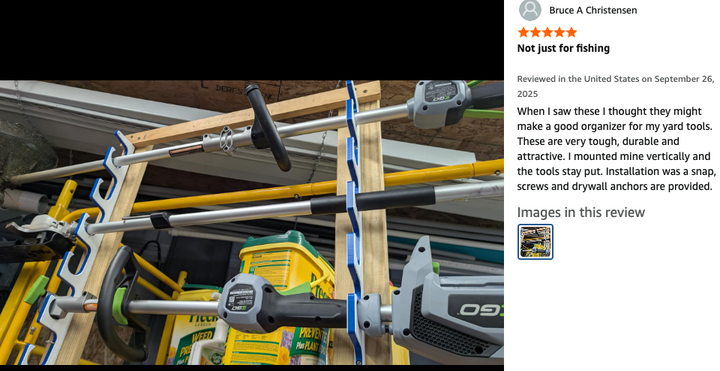 TRAPSKI Fishing Rod/Pole Holder Rack Organizers | Wall or Ceiling Mounted Fishing Rod Rack | Durable Marine Grade HDPE Plastic | Fishing Pole Holder Holds up to 6 or 12 + Stackable Storage