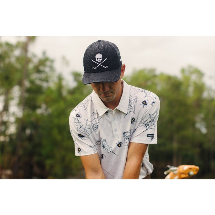 Shank it Golf Skull And Crossbones Black Golf Hat