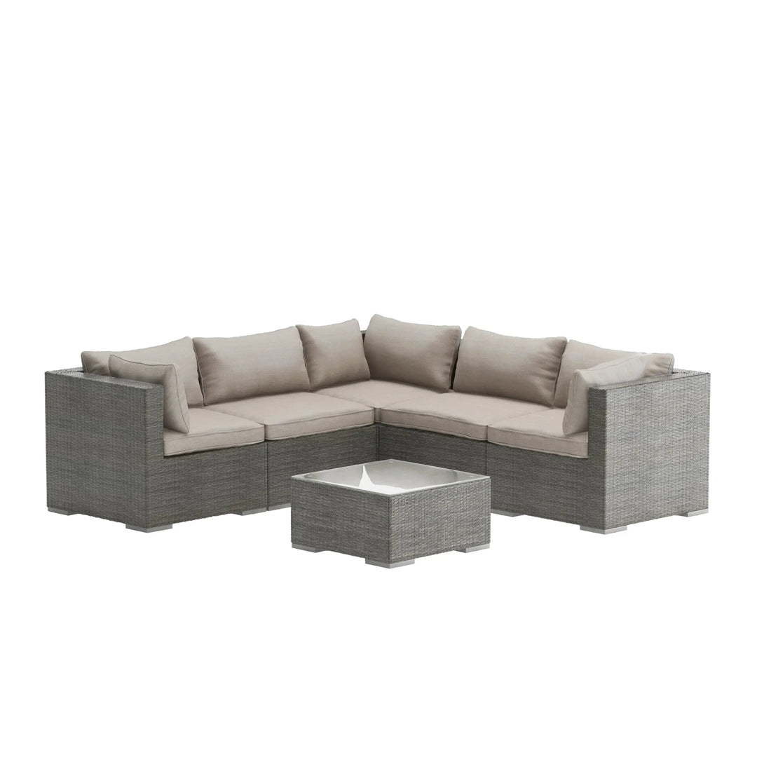 Sino Outdoor Wicker Sofa Set with Glass Table