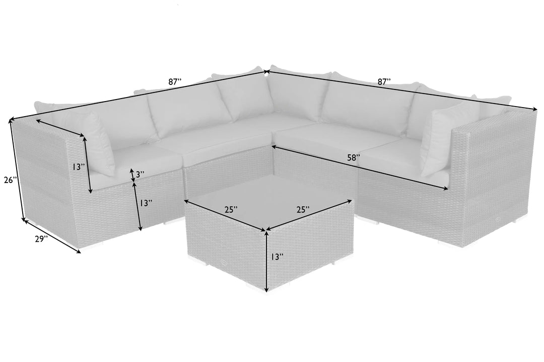 Sino Outdoor Wicker Sofa Set with Glass Table