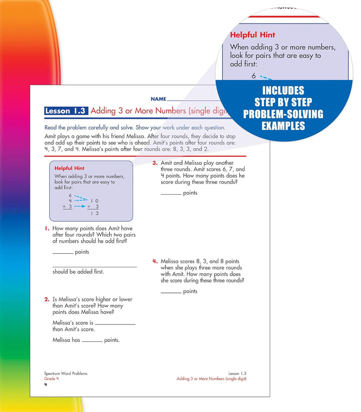 Spectrum Math Word Problems Grade 4 Workbook