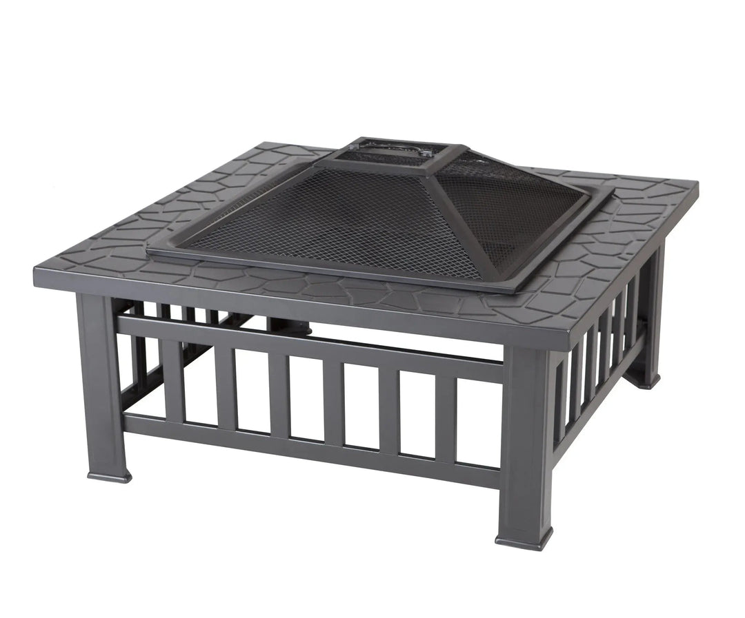 Stonemont Square Fire Pit with Steel Bowl and Screen