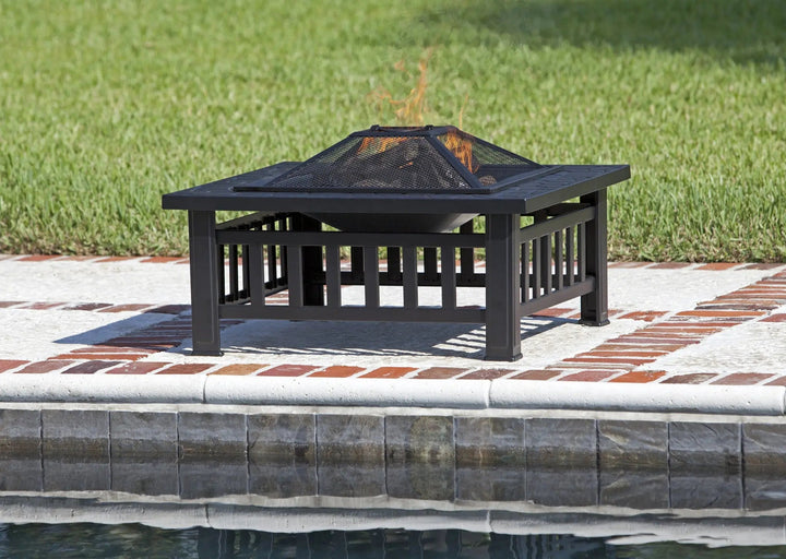 Stonemont Square Fire Pit with Steel Bowl and Screen