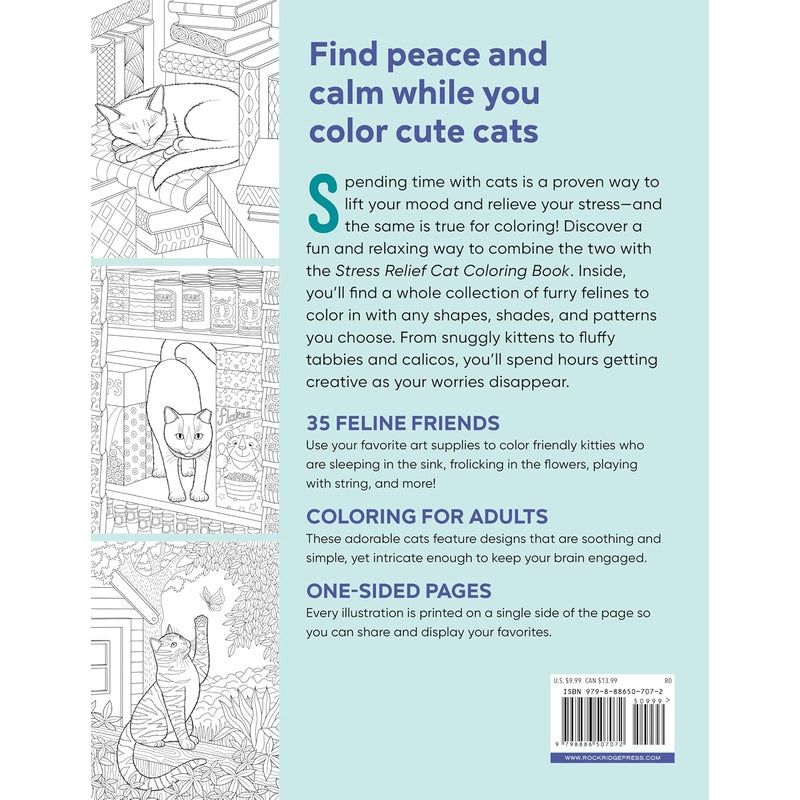 Stress Relief Cat Coloring Book: Calming and Adorable Designs for Adults Spiral Bound