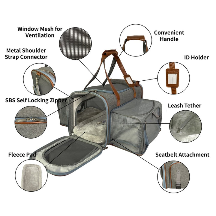 Mr. Peanut's Gold Series Big Apple XL Size Airline Compliant Double Expandable Pet Carrier