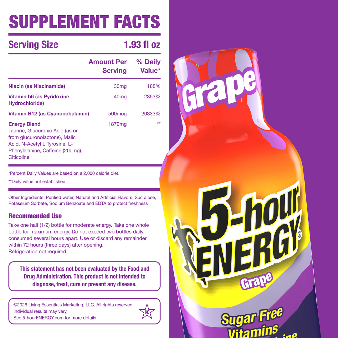 5-hour Energy Grape Flavor Regular Strength 5-hour ENERGY Shots