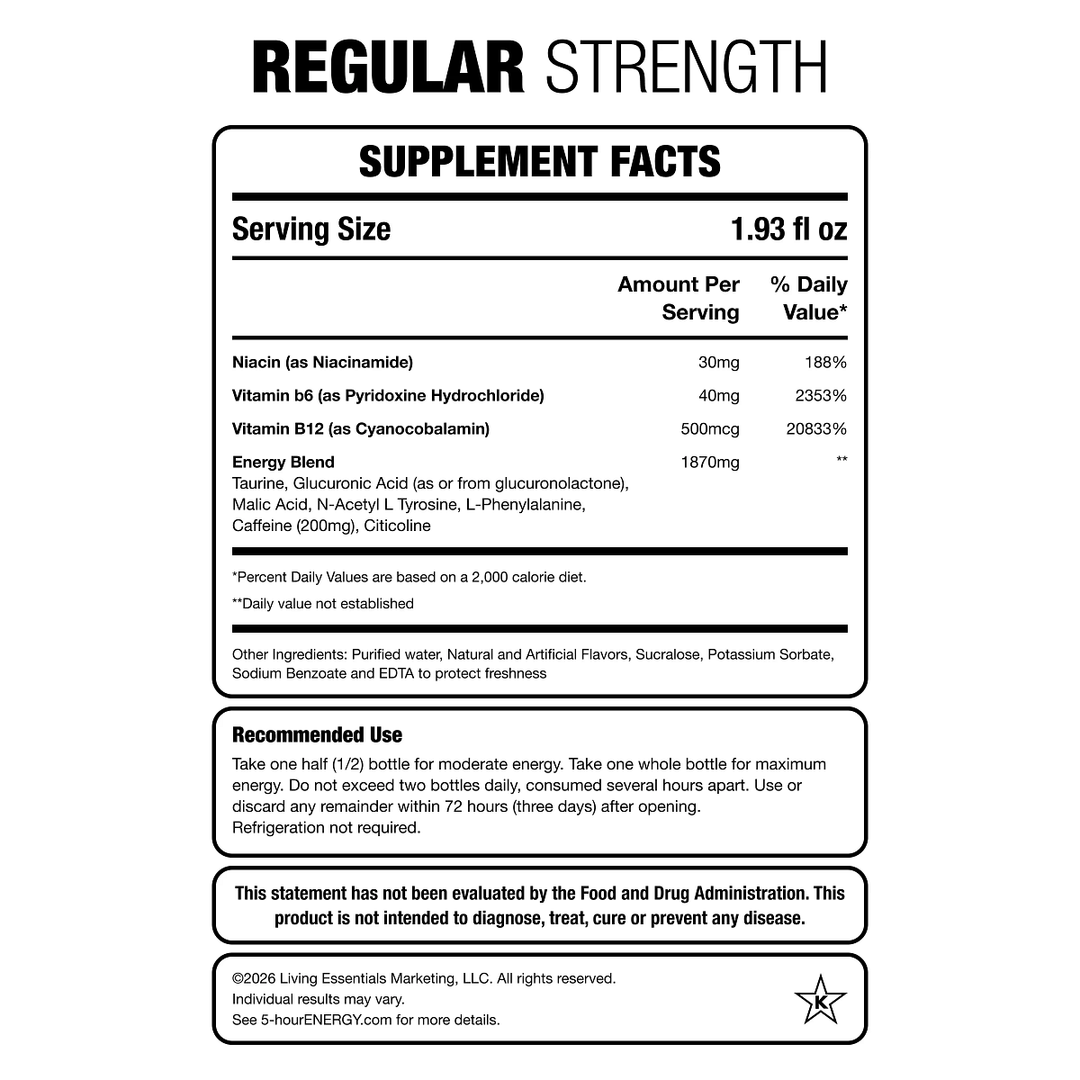 5-hour Energy Pomegranate Flavor Regular Strength 5-hour ENERGY Shots