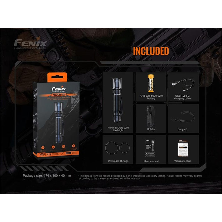 Fenix TK20R V2.0 Rechargeable Flashlight with FREE T5 Tactical Pen optional