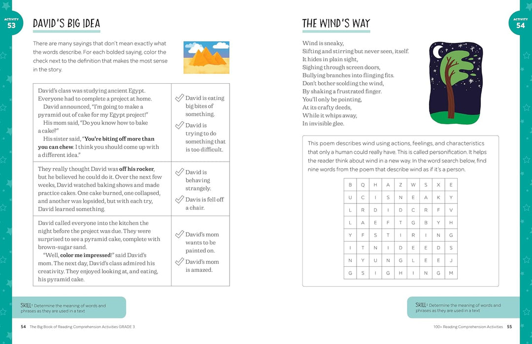 The Big Book of Reading Comprehension Activities, Grade 3: 100+ Activities for After-School and Summer Reading Fun Spiral Bound