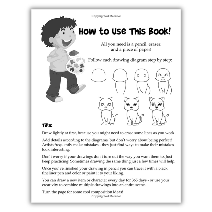 The Drawing Book for Kids: 365 Daily Things to Draw, Step by Step Woo! Jr. Kids Activities Books Spiral Bound