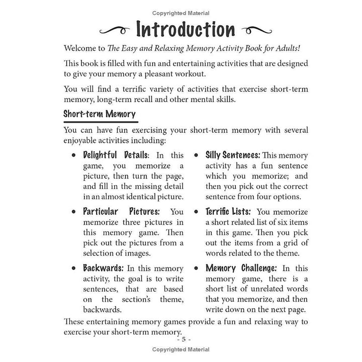 The Easy and Relaxing Memory Activity Book for Adults: Includes Relaxing Memory Activities, Easy Puzzles, Brain Games and More Spiral Bound