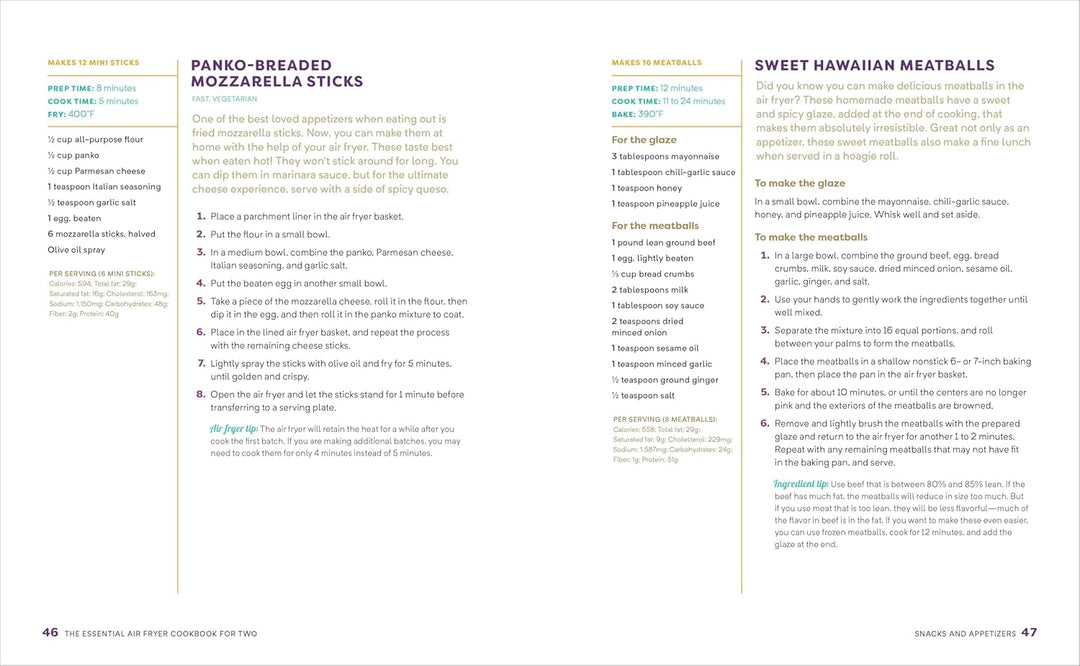 The Essential Air Fryer Cookbook for Two: Perfectly Portioned Recipes for Healthier Fried Favorites Spiral Bound