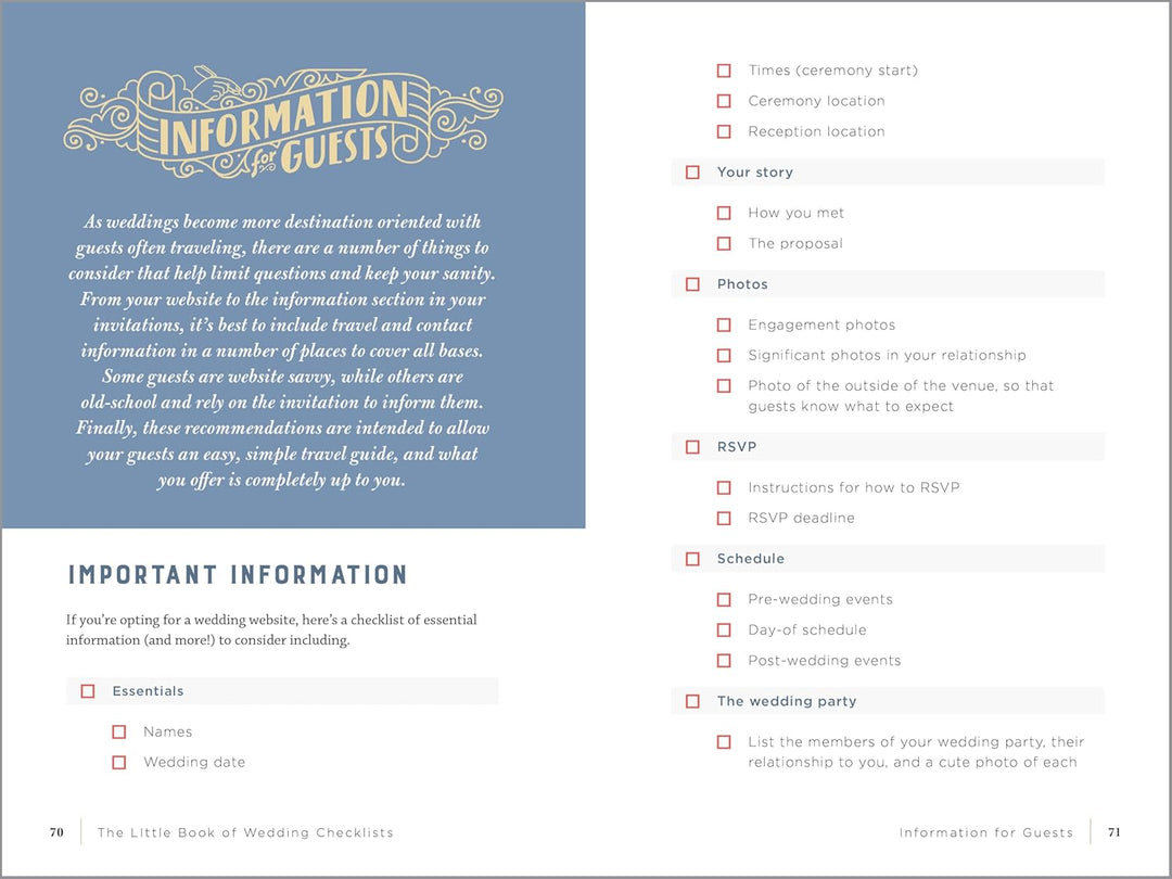 The Little Book of Wedding Checklists: All the Lists and Tips You Need to Plan the Big Day Spiral Bound