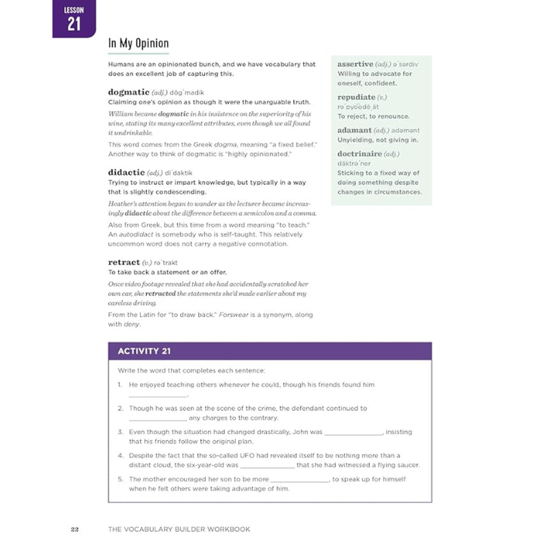 The Vocabulary Builder Workbook Spiral Bound