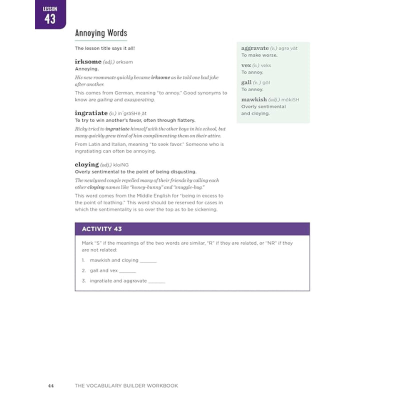 The Vocabulary Builder Workbook Spiral Bound