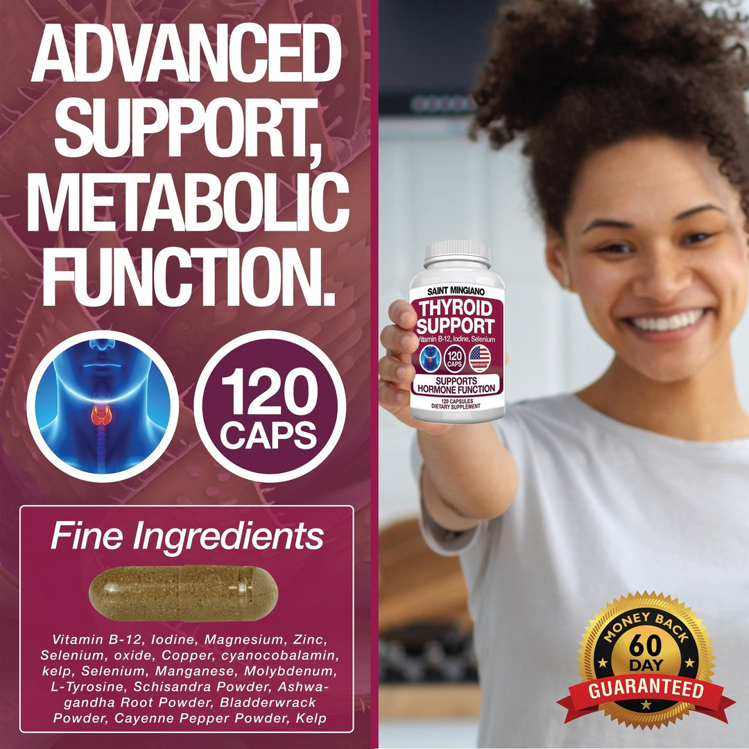 Thyroid Support Supplement with Iodine |120 Capsules to Help Body Mass & Improve Energy
