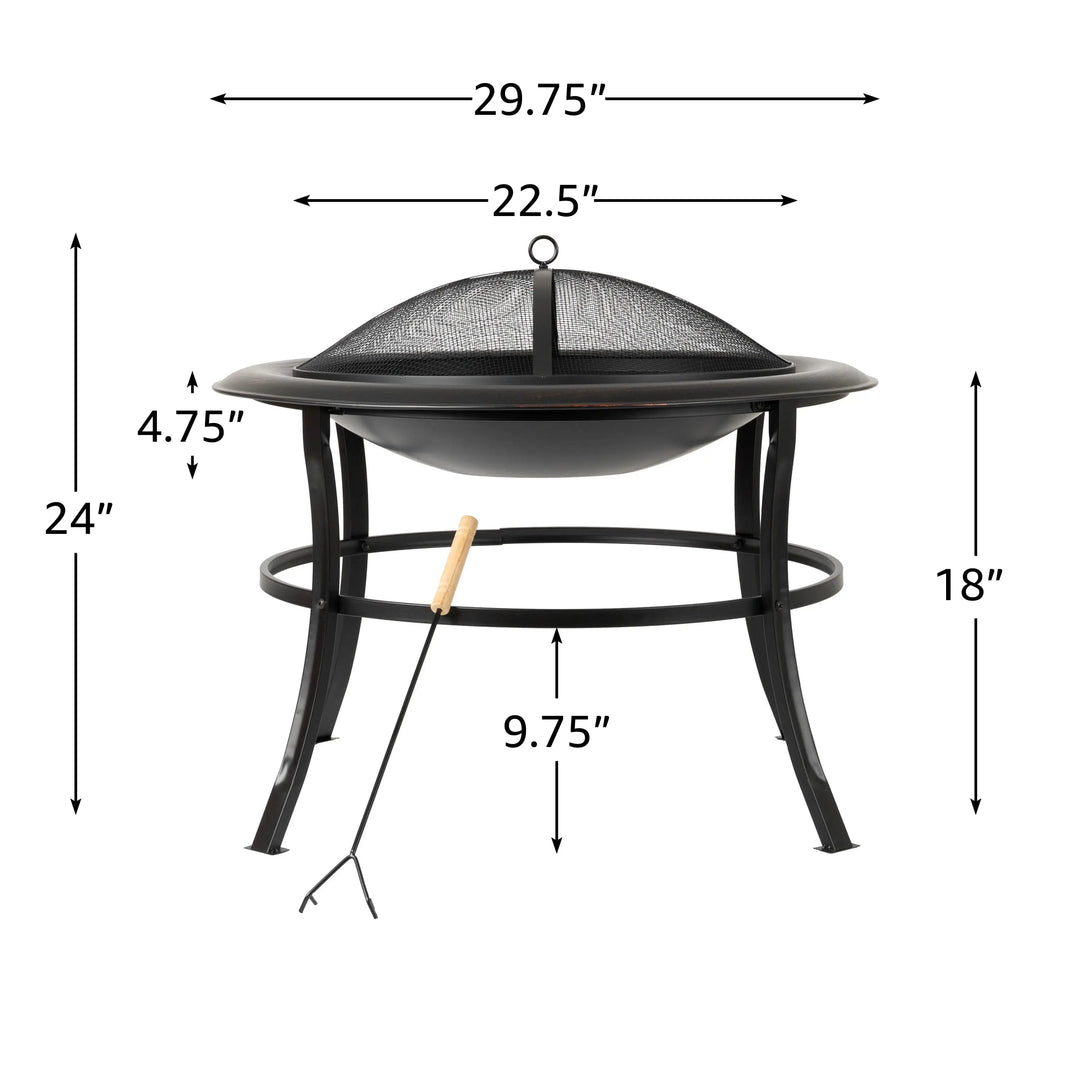 Tokia 30" Round Fire Pit for Outdoor Gatherings