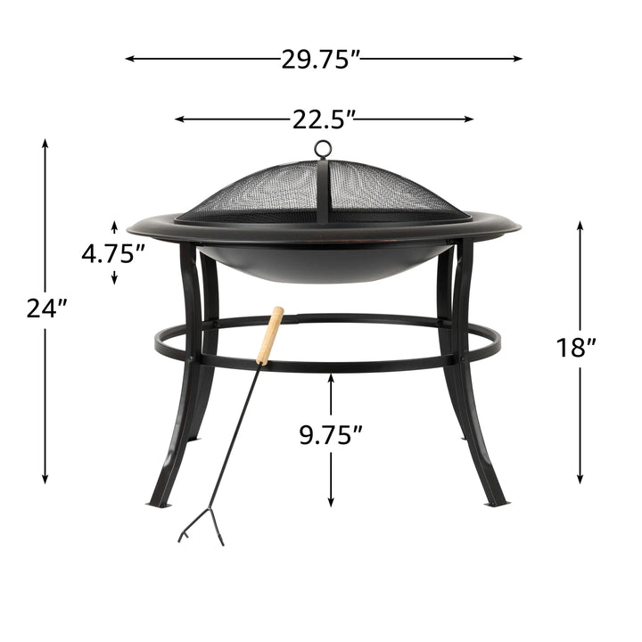 Tokia 30" Round Fire Pit for Outdoor Gatherings