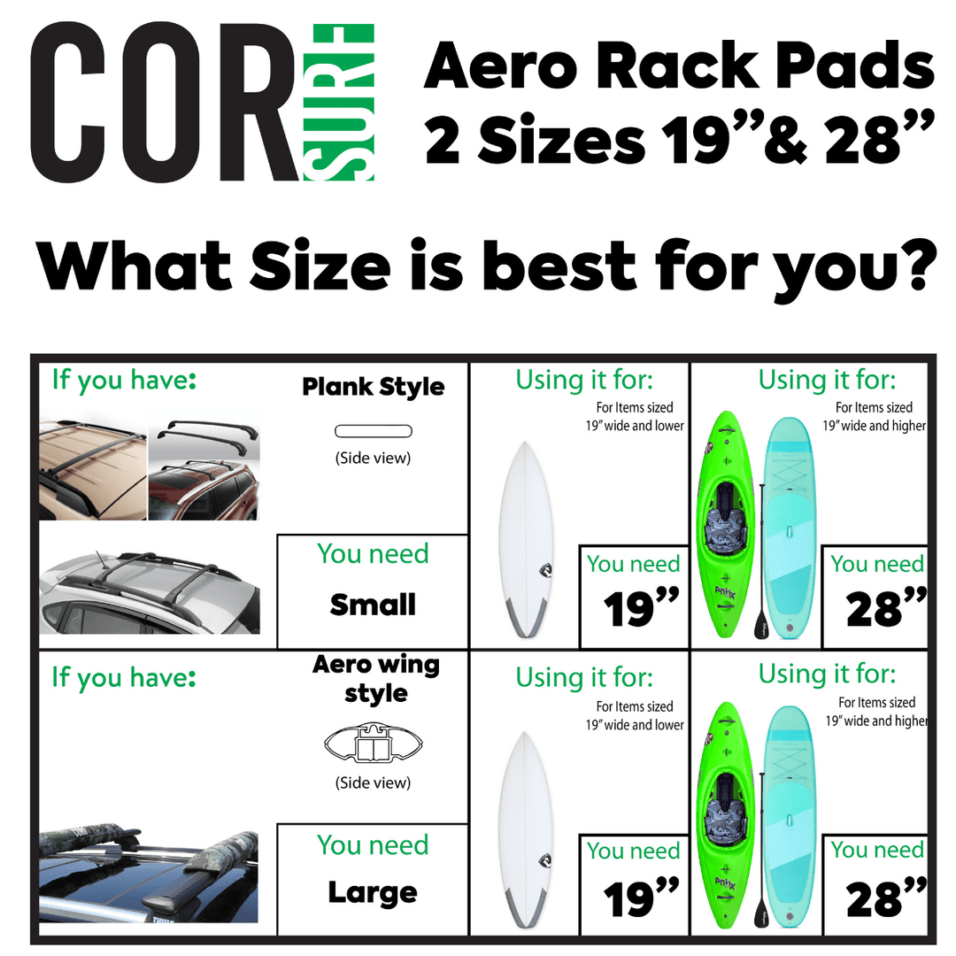 COR Surf Aero Roof Rack Pad with 10' Scratch-Resistant Tie Downs Wide Aero Bars