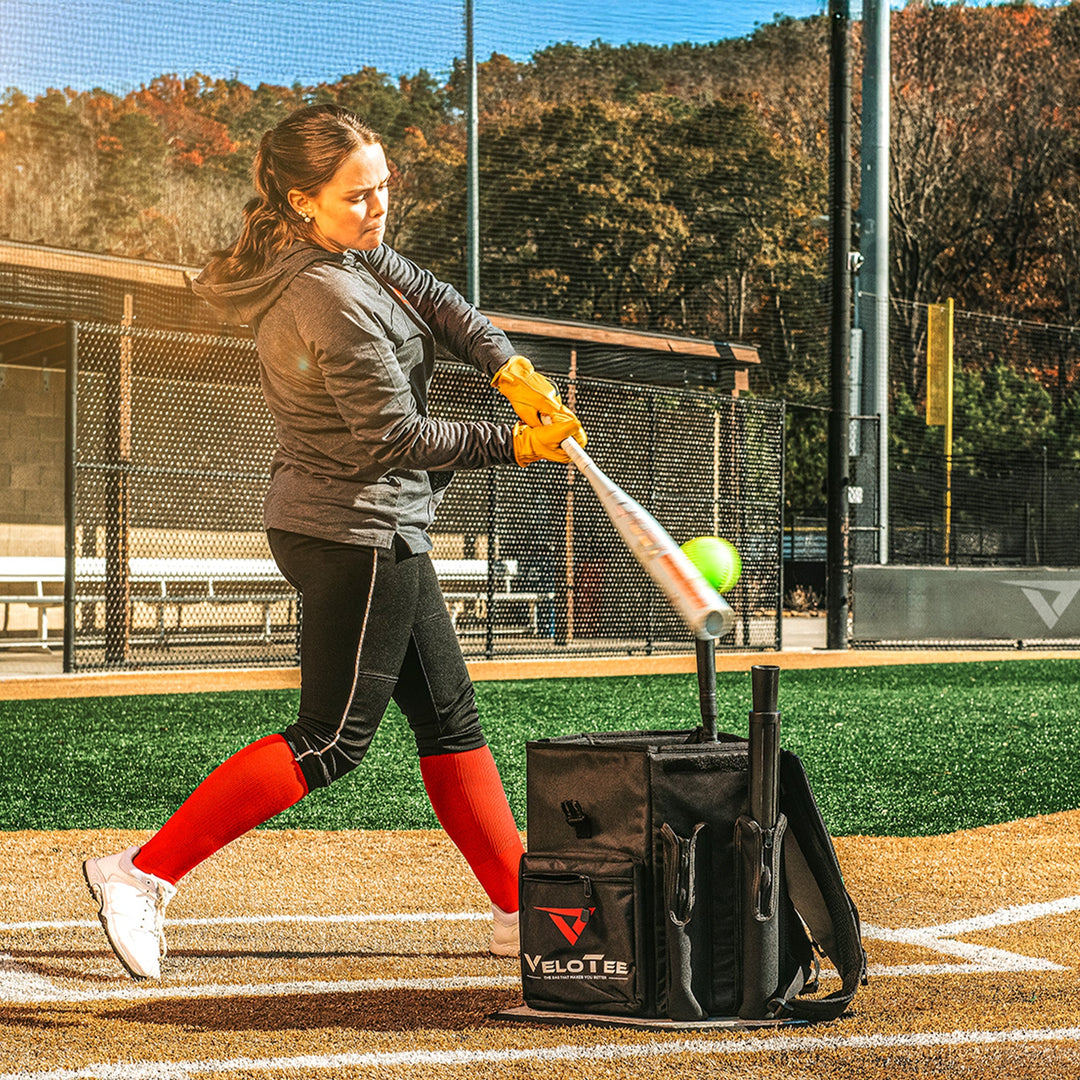 VeloTee Wheeled 2.0 Baseball & Softball Bat Bag Backpack with Batting Tee