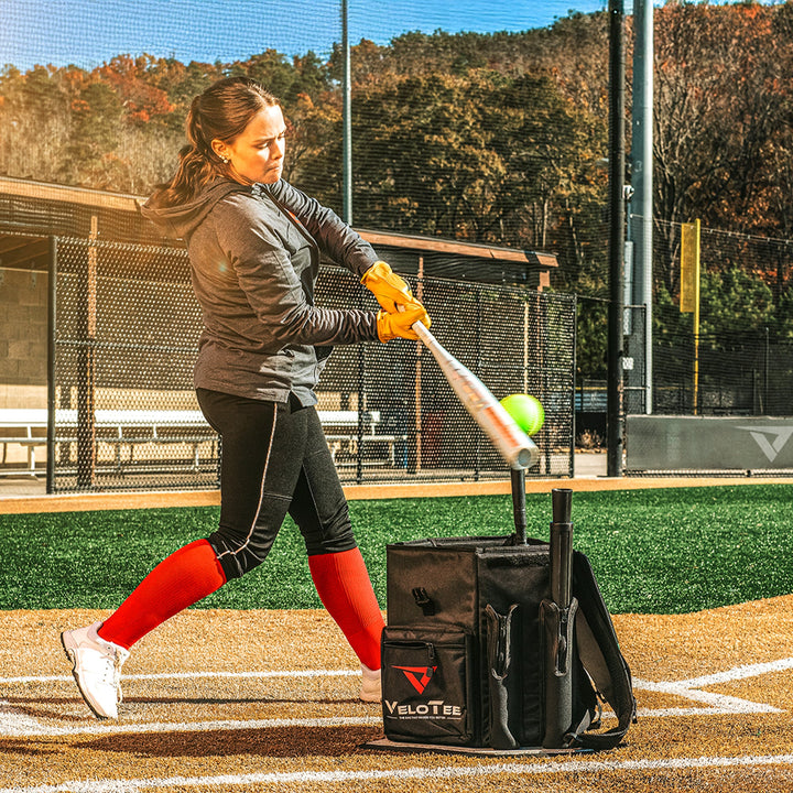 VeloTee Wheeled 2.0 Baseball & Softball Bat Bag Backpack with Batting Tee