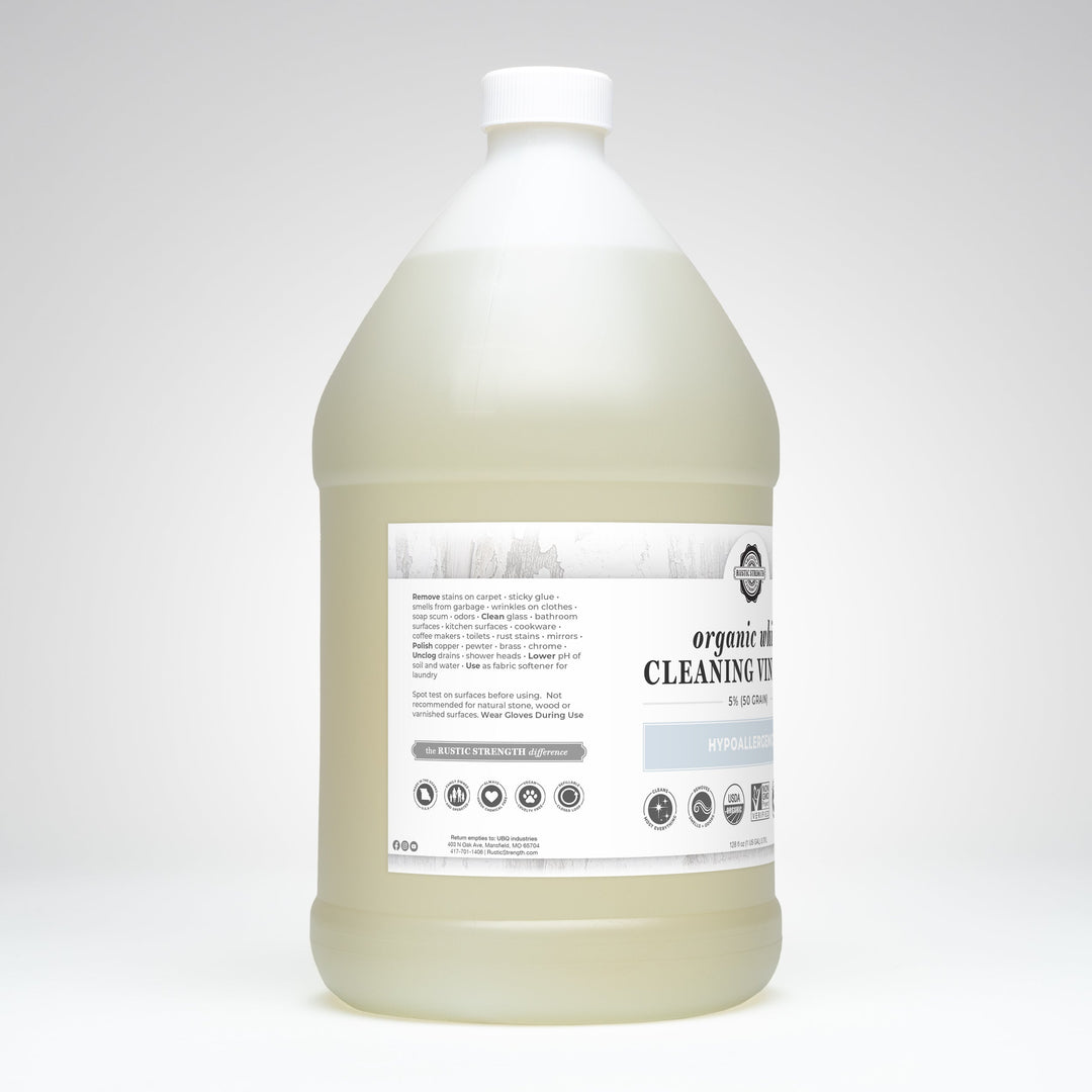 Rustic Strength Organic White Cleaning Vinegar | 5% 50 grain