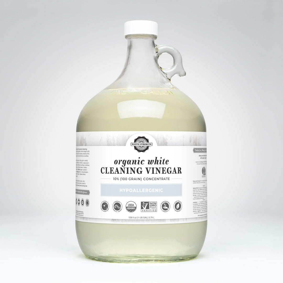 Rustic Strength Organic White Cleaning Vinegar Concentrate | 10% 100 grain