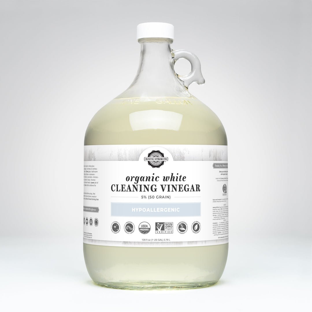 Rustic Strength Organic White Cleaning Vinegar | 5% 50 grain